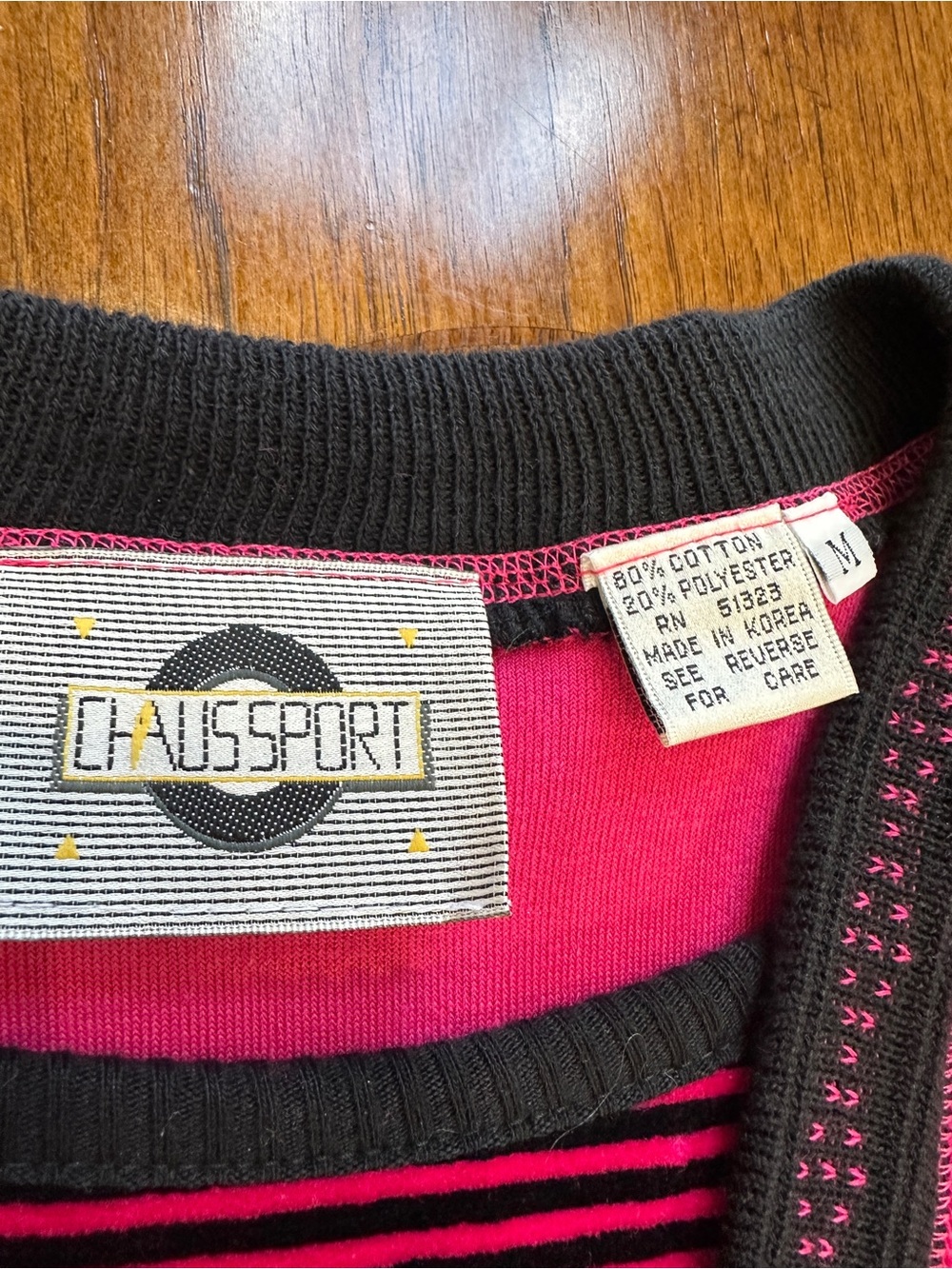 Vintage Size M Chaus Sport Top Fuschia Velour 80s Colorblock Retro - Picture 7 of 10